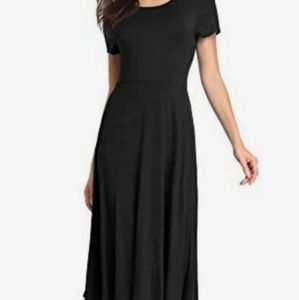URBAN COCOWomen's Short Sleeve Waisted Slim Fit Midi Dress